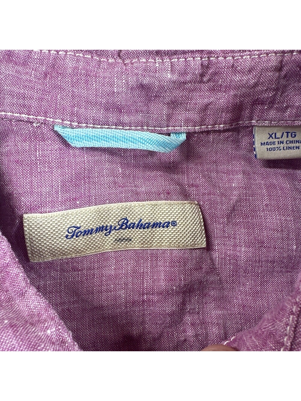 Tommy Bahama RELAX Linen Button Front Short Sleeve Plum Hawaiian Shirt Mens XL - Picture 4 of 8